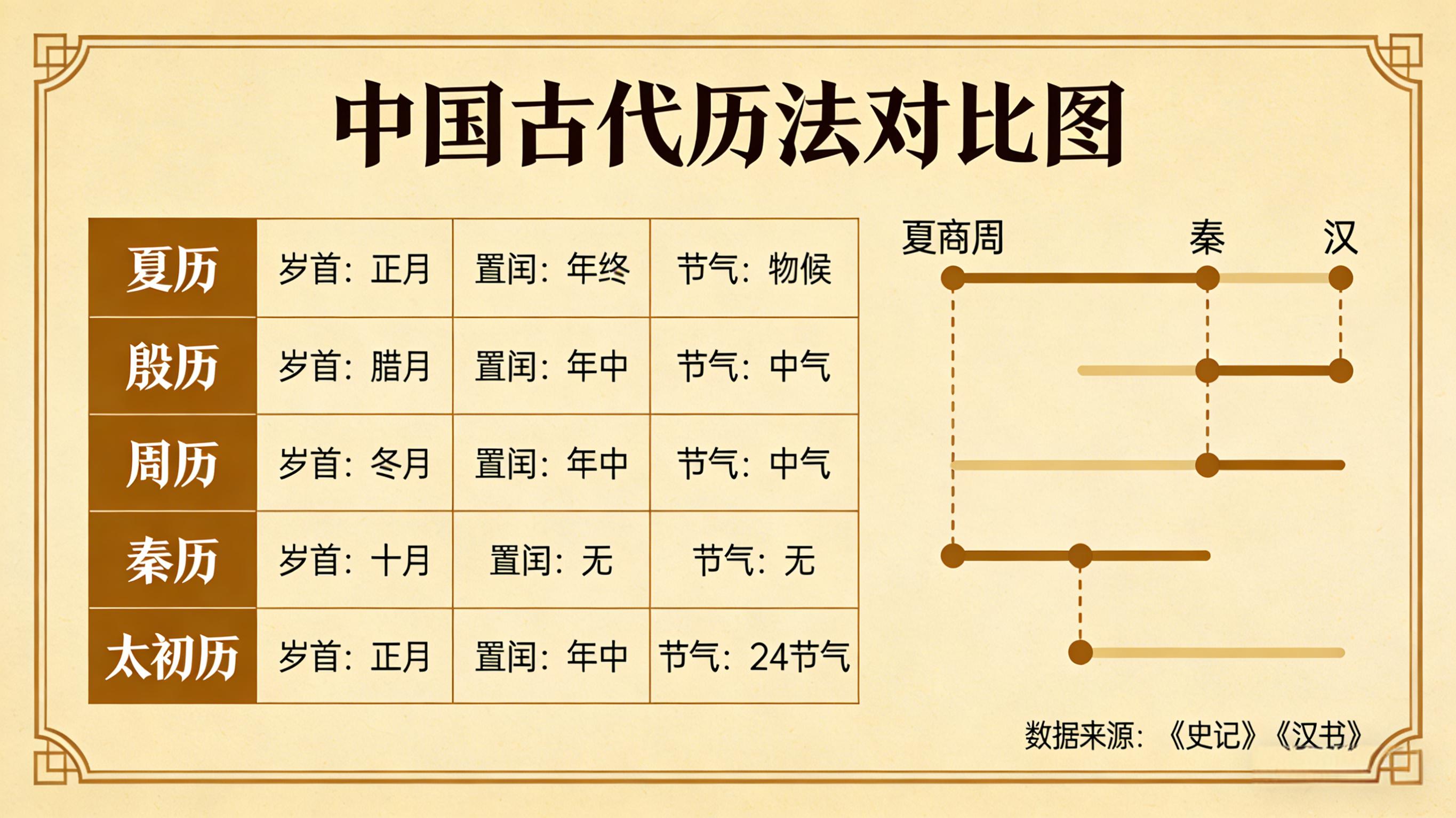 中国古代历法对比图